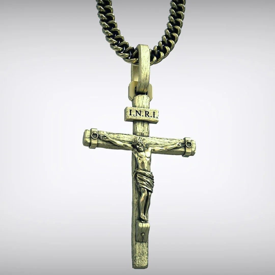 Jesus Crucifixion S925K Silver Crucifix Pendant- with 5mm Titanium Cuban Chain