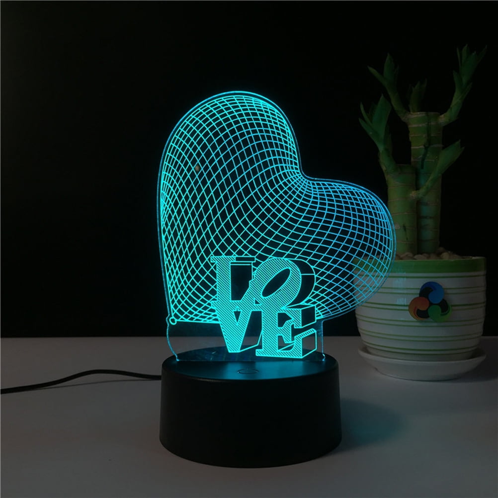 ❤️GETAJGHSD Crystal Acrylic 3D Heart LED Night Lamp with USB Power and Color Changing Feature🏆