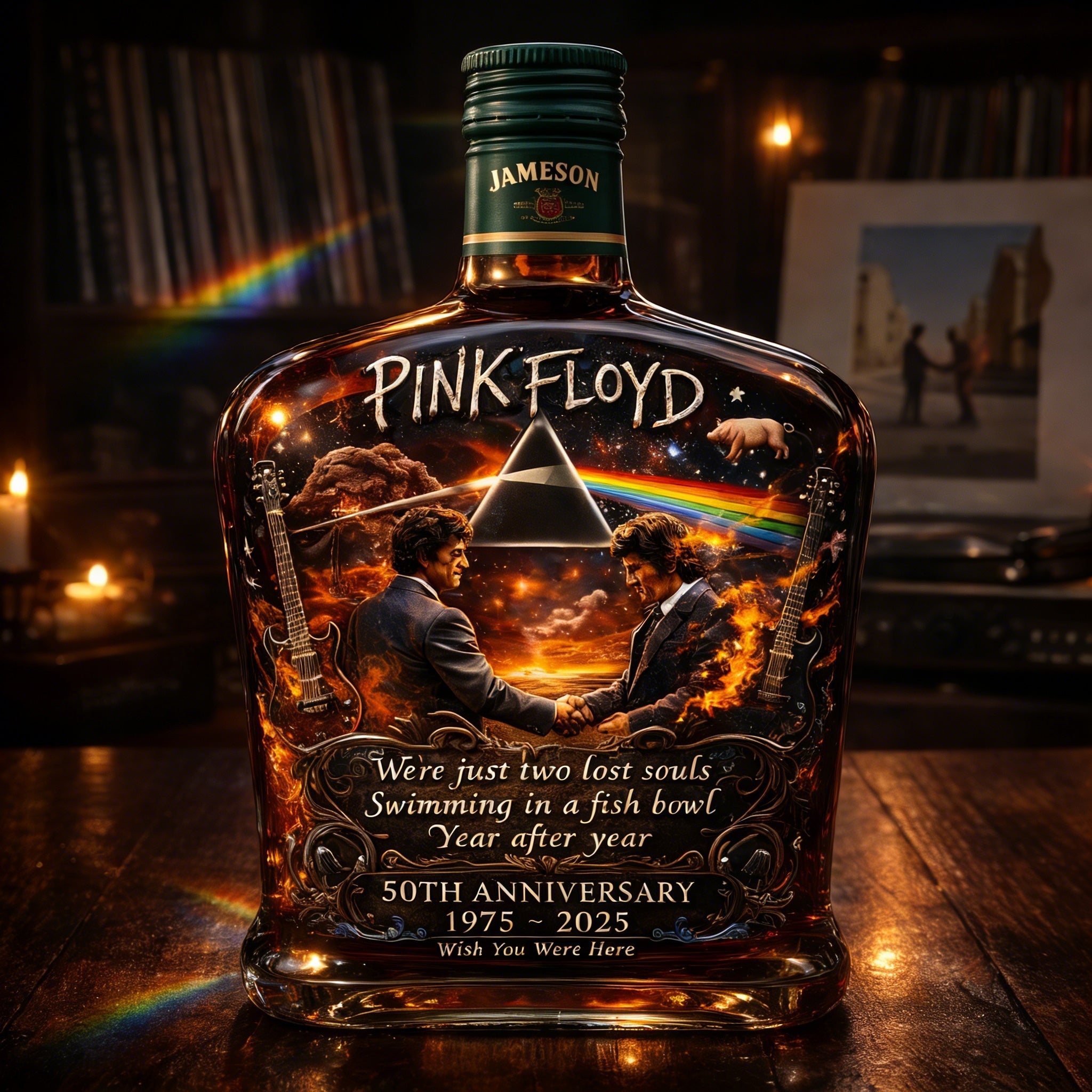 Pink Floyd – “Wish You Were Here”  50th Anniversary Collector’s Whiskey Bottle🔥