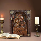 Holy family Nativity Wood Carving Gift Religious Byzantine Icon