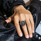 S925K Silver Jesus Crucifixion St. Benedict Medal Ring