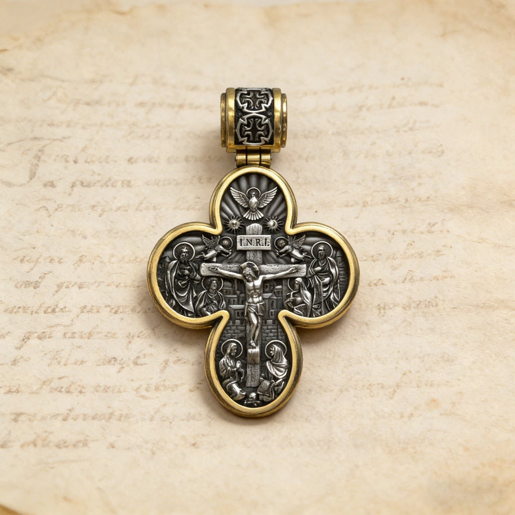 Handcrafted Double-Sided Redemption: Archangel Michael Guardian Cross Pendant