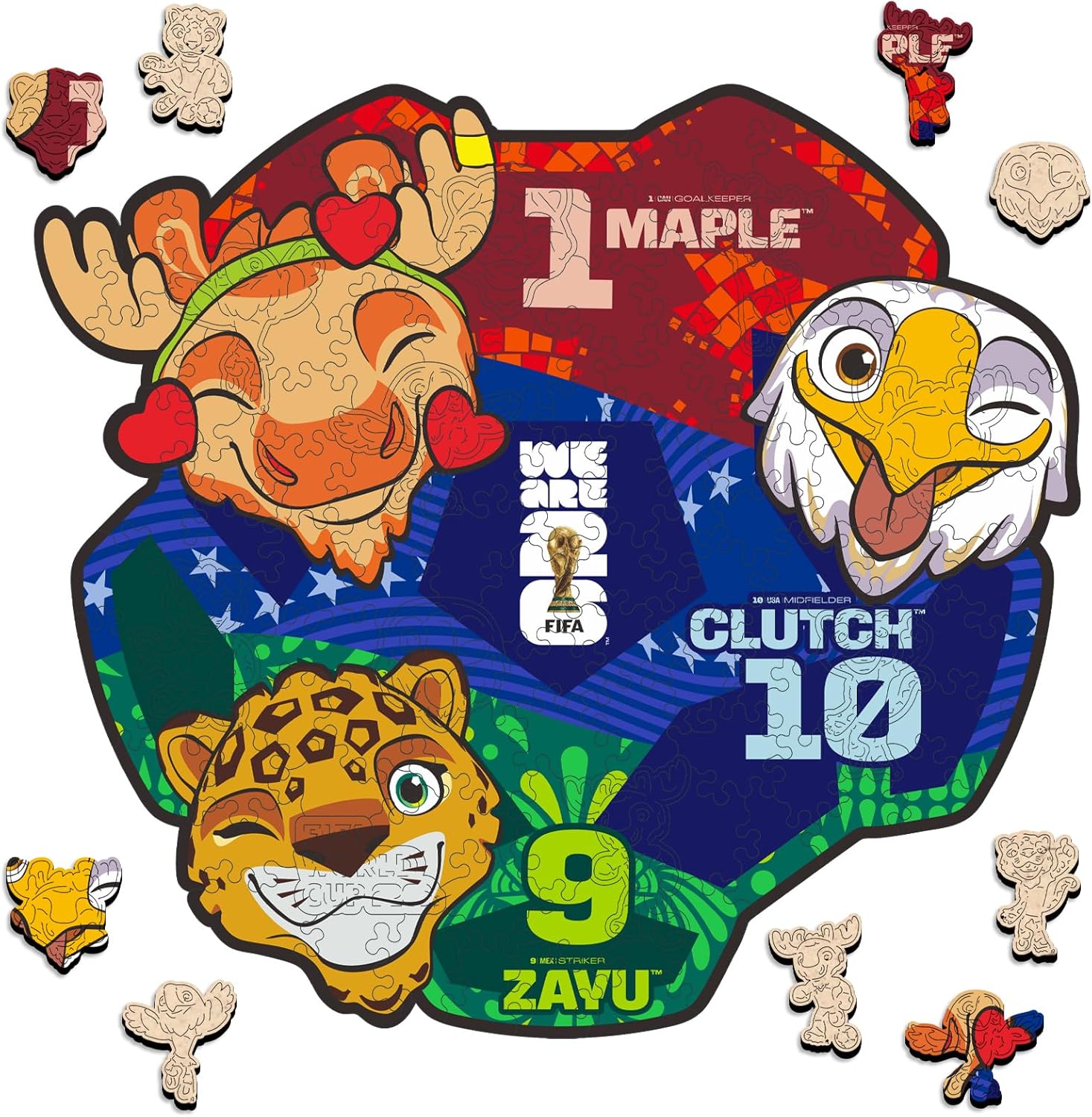FIFA 2026 World Cup Mascots Wooden Jigsaw Puzzle - Maple, Zayu, Clutch Collectible🔥