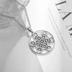 Stainless Steel Metatron's Cube Necklace Pendant Sacred Geometry Amulet Jewelry
