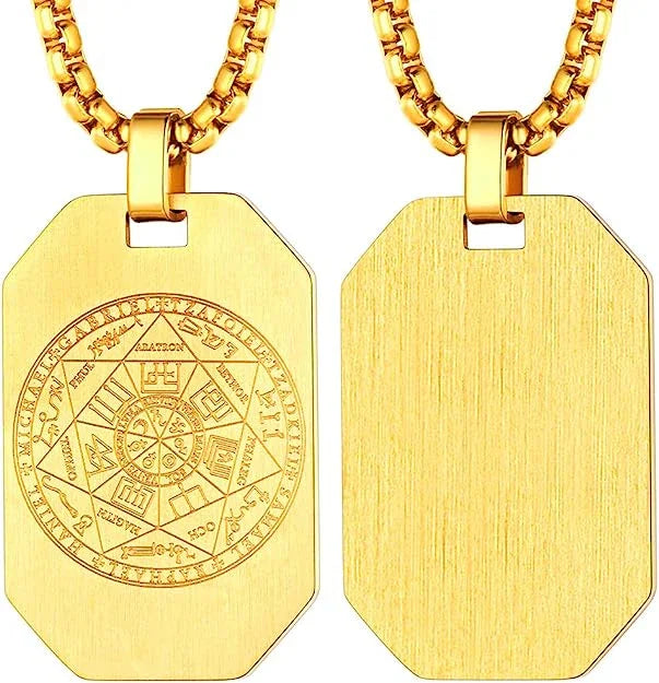 Vintage Titanium Seven Archangel's Seal Pendant - Amulet against evil eyes, curses, spells