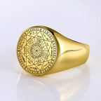 Vintage Titanium Seven Archangel Signet Ring - Amulet Against Evil Eyes, Curses, Spells