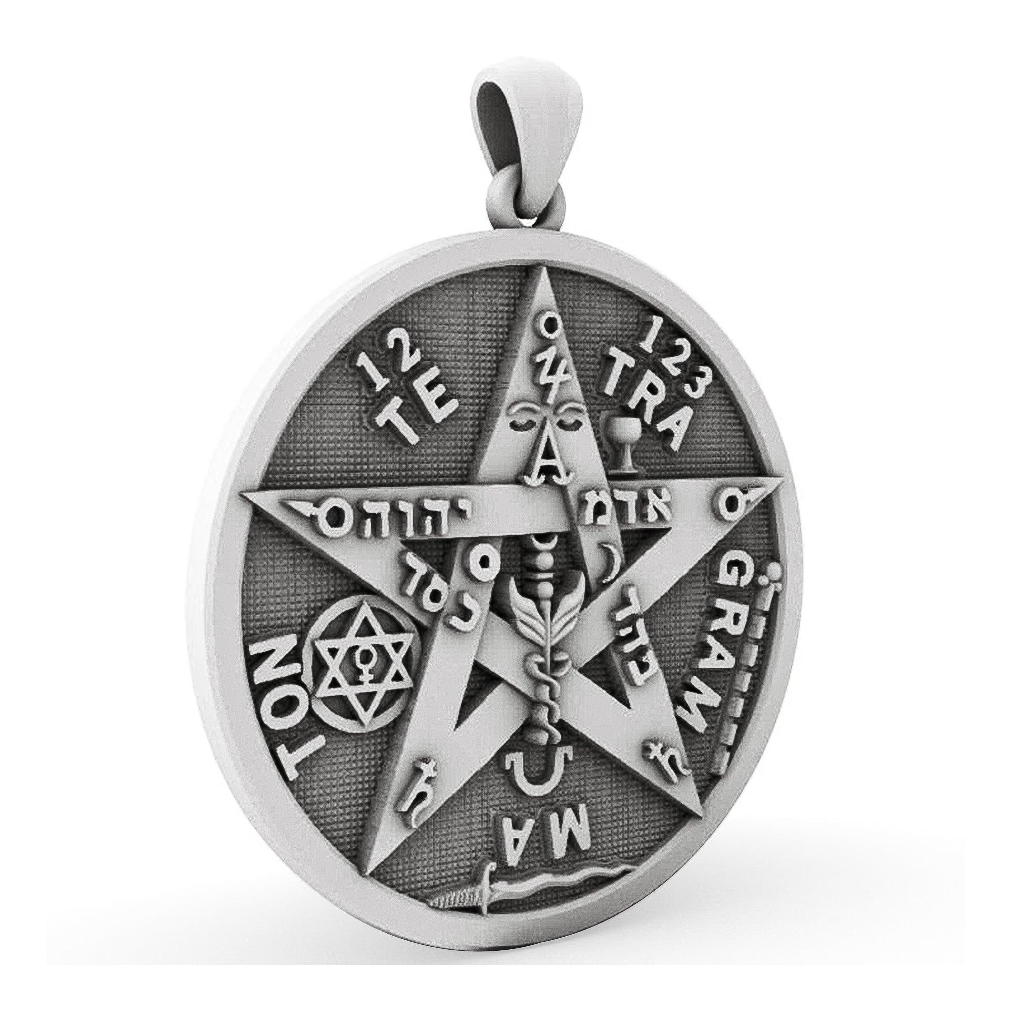 Solomon's Pentacle Reversible Engraved Seal of the Seven Angels Necklace S925K Silver Pendant