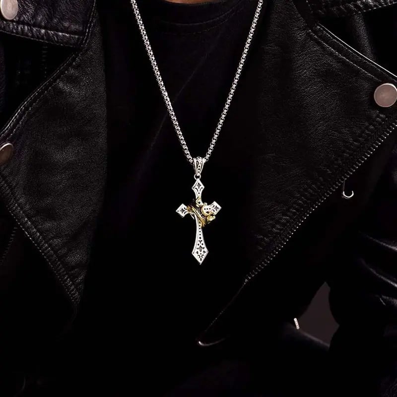 🔥Last Day 50% OFF✝️Men's Crown Cross Necklace💋