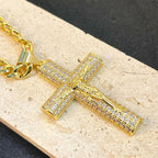 Jesus Cross Diamond - Encrusted Necklace