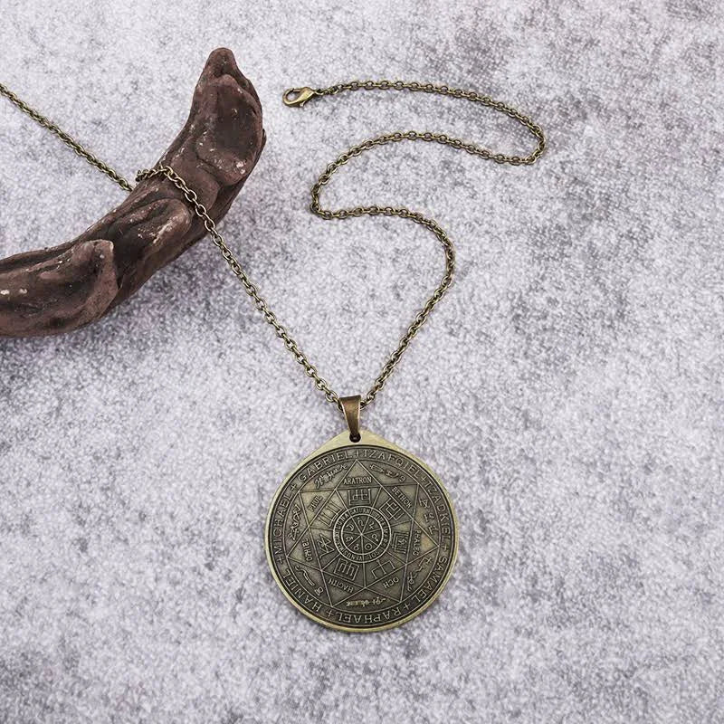 Vintage Titanium Seven Archangel's Seal Pendant - Amulet against evil eyes, curses, spells