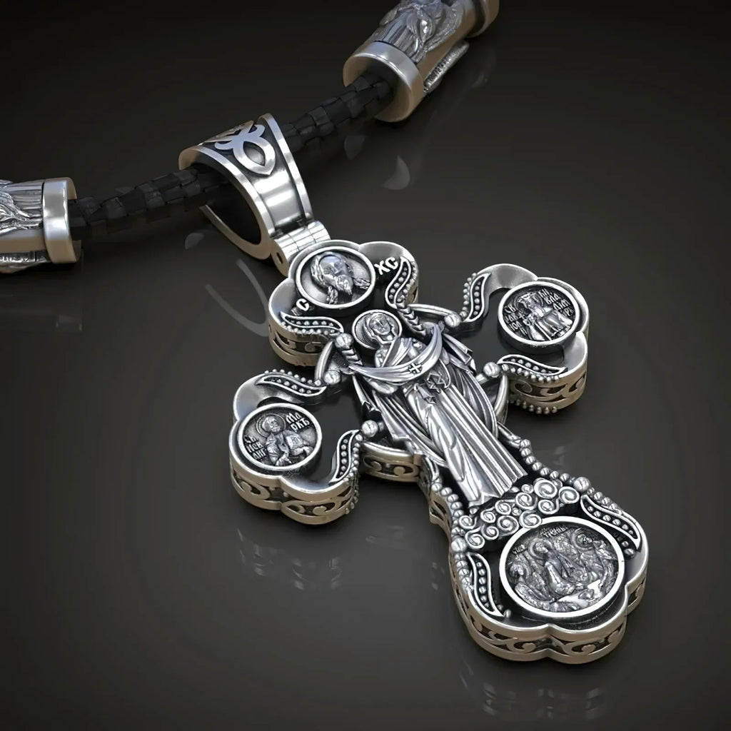 Two-Sided Devotional Cross - Jesus & Mary in 925 Silver - Wearable Faith