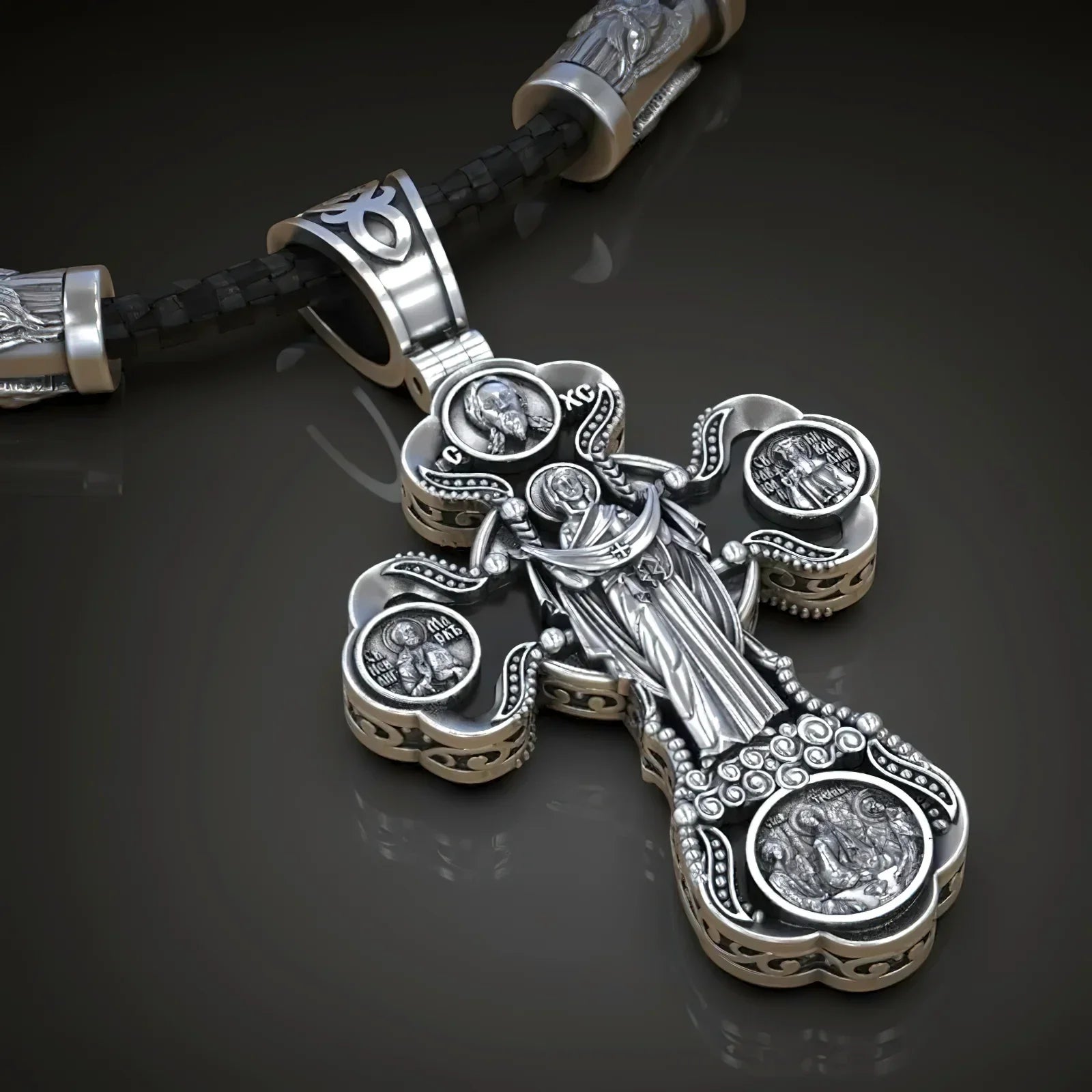 Two-Sided Devotional Cross - Jesus & Mary in 925 Silver - Wearable Faith