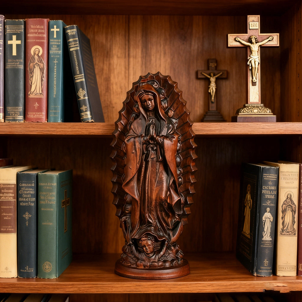 Our Lady of Guadalupe Round Wooden Tabletop Ornament