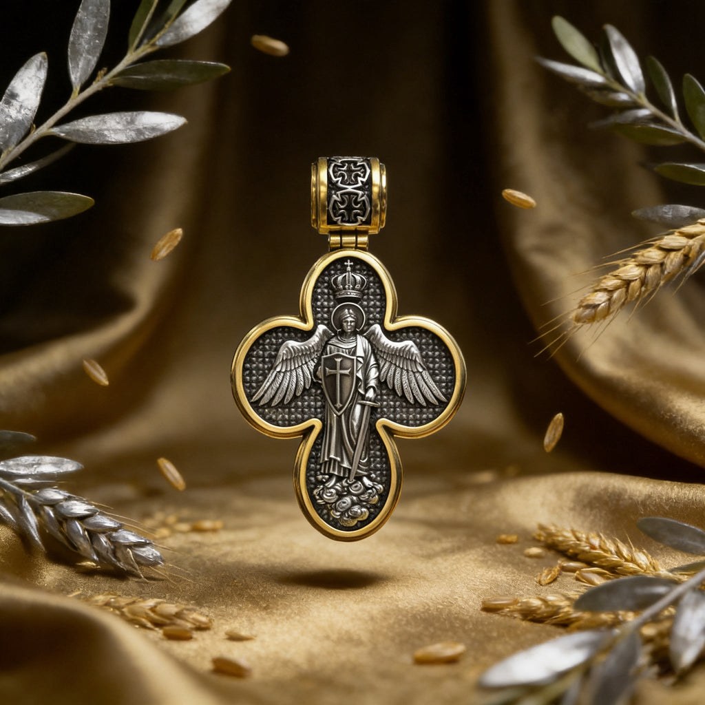 Handcrafted Double-Sided Redemption: Archangel Michael Guardian Cross Pendant