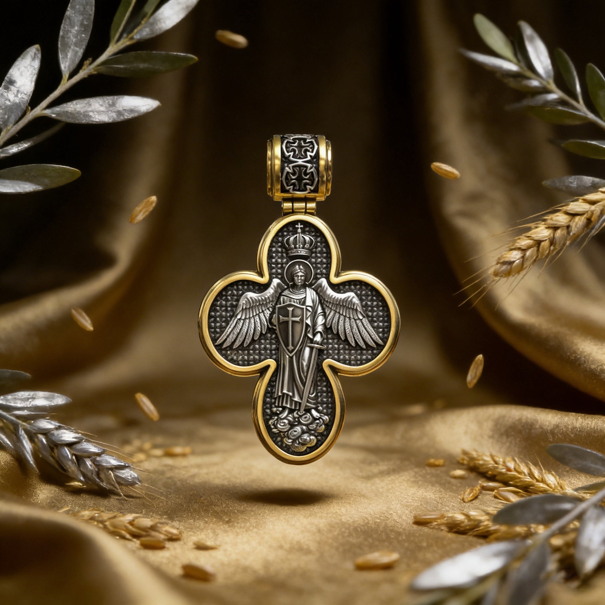 Handcrafted Double-Sided Redemption: Archangel Michael Guardian Cross Pendant