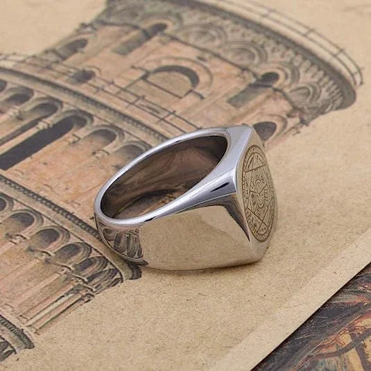 Seal of the Seven Archangels Stainless Steel Men's Trigger Finger Seal of Solomon