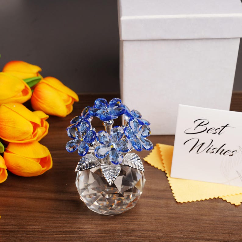 Handmade Crystal Forget-Me-Not Flower Ornament🏆