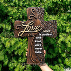 Ornate "Love" "Faith" "Hope" Wooden Cross, Solid Wood Cross