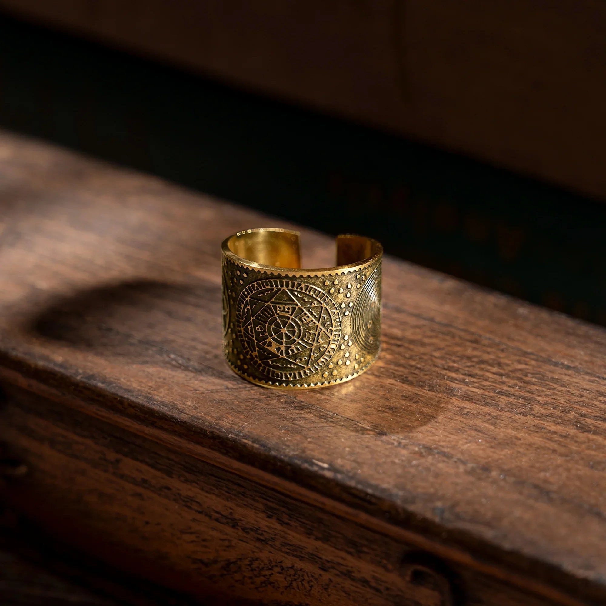 Vintage brass seven archangels symbol ring - amulet against evil eye, curse, spell