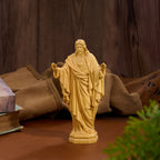 Hand Carved Sacred Heart of Jesus Virgin Mary Wooden Tabletop Ornament