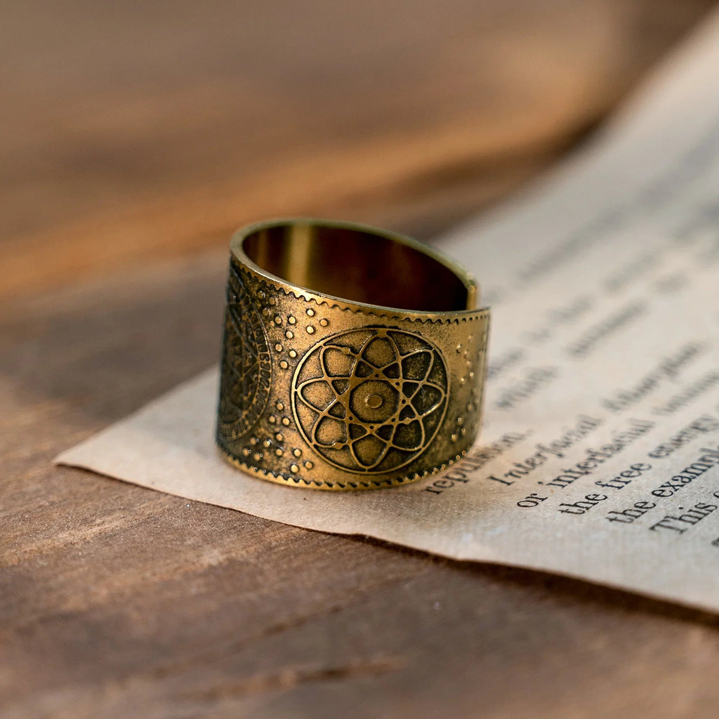Vintage brass seven archangels symbol ring - amulet against evil eye, curse, spell