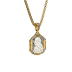 Handmade S925K Silver Madonna Holding Child Necklace