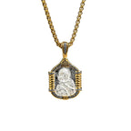Handmade S925K Silver Madonna Holding Child Necklace