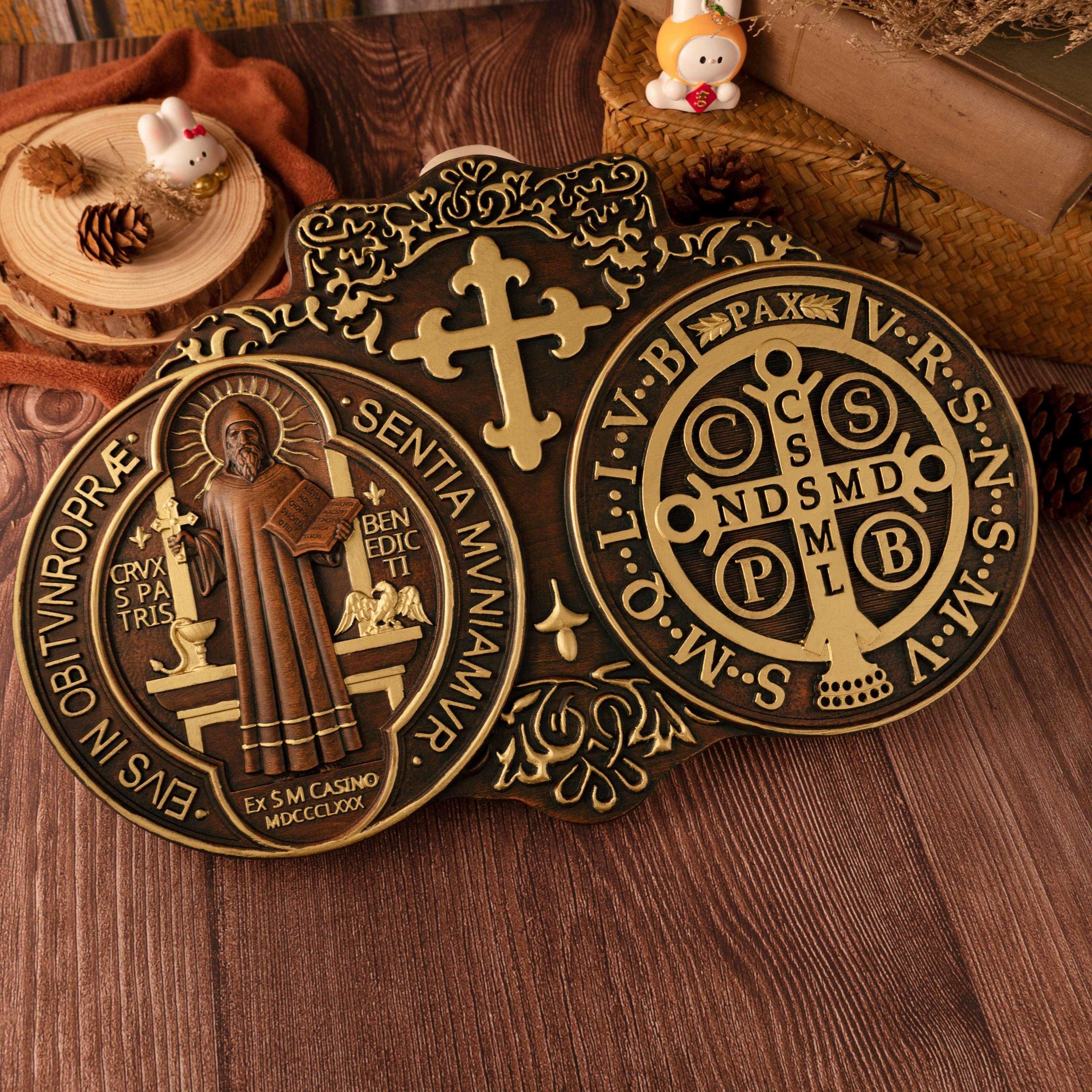 St. Benedict's Exorcism Medal Christian Exorcism Plaque - Wall Decor