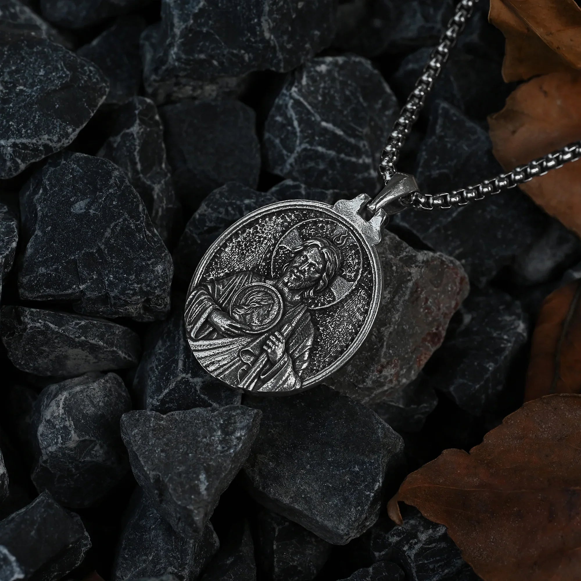 St. Jude Jesus Head Stamped S925K Silver Necklace