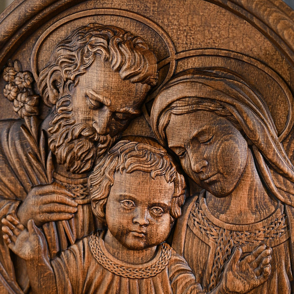 Holy Family Wooden Plaque: A Christian Symbol of Love, Faith, & Family
