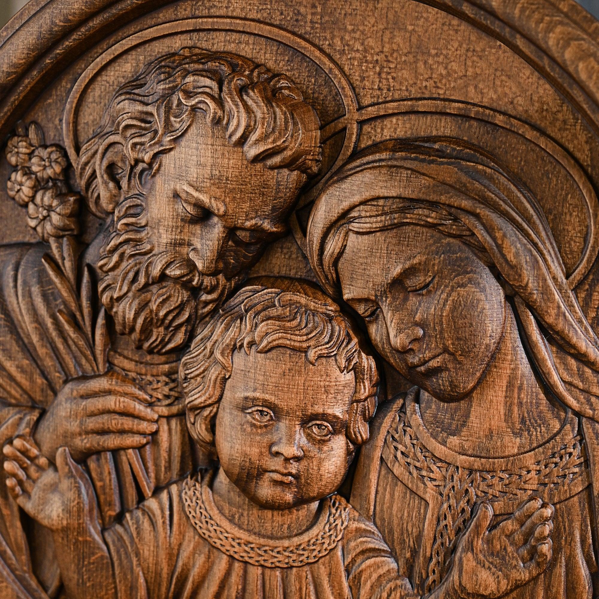 Holy Family Wooden Plaque: A Christian Symbol of Love, Faith, & Family