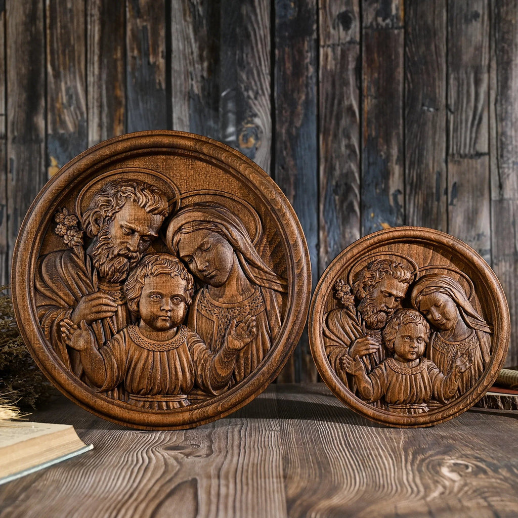 Holy Family Wooden Plaque: A Christian Symbol of Love, Faith, & Family