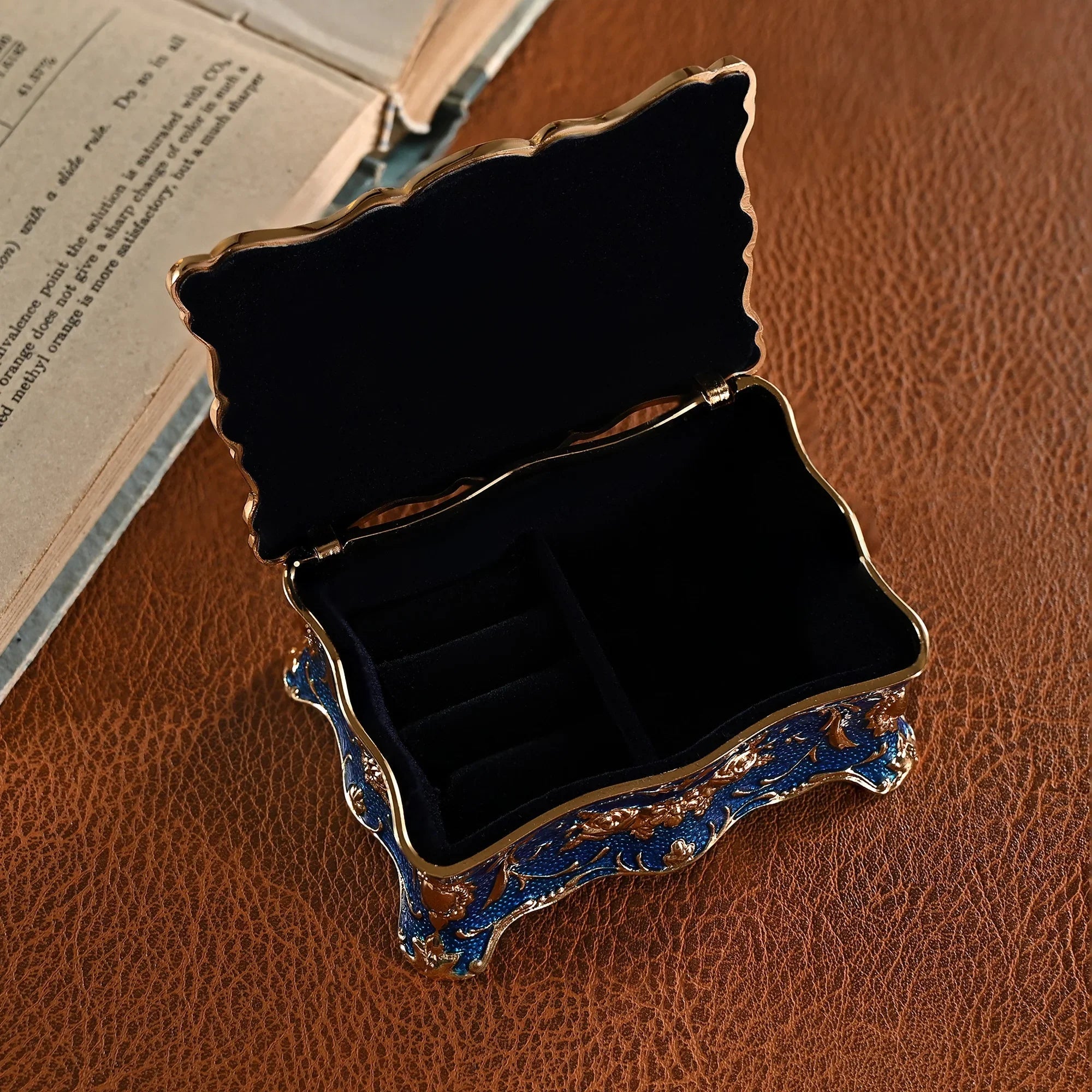 European vintage rose pattern zinc alloy jewelry box desktop ornament