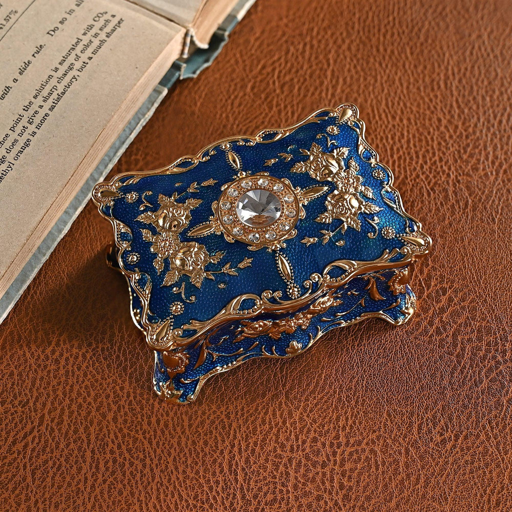European vintage rose pattern zinc alloy jewelry box desktop ornament
