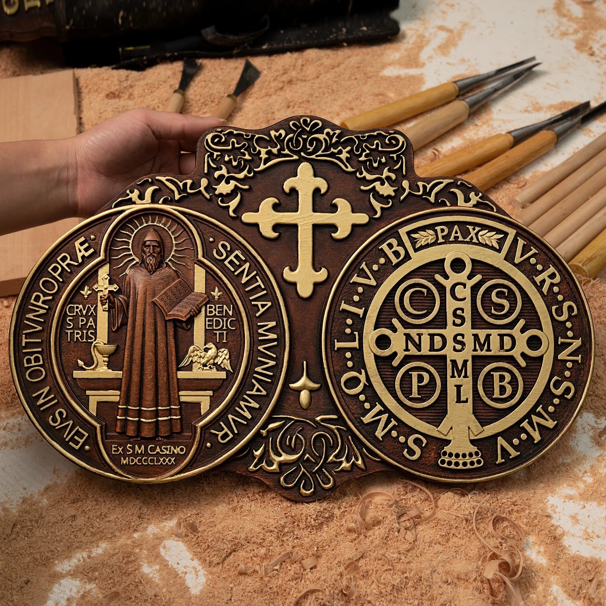 St. Benedict's Exorcism Medal Christian Exorcism Plaque - Wall Decor