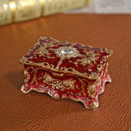 European vintage rose pattern zinc alloy jewelry box desktop ornament