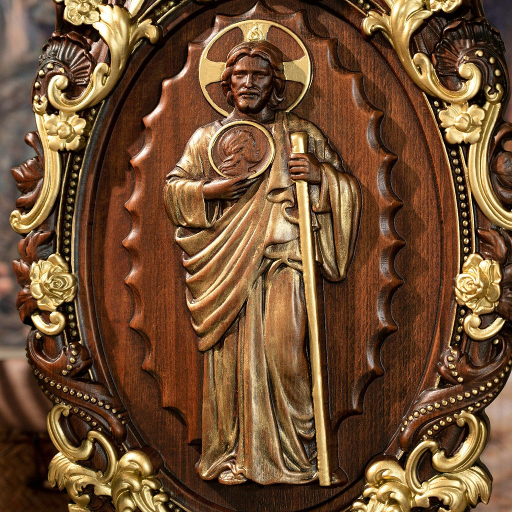 St. Jude Wooden Religious Icon Wall Artwork - Patron Saint of Despair in Troubled Times