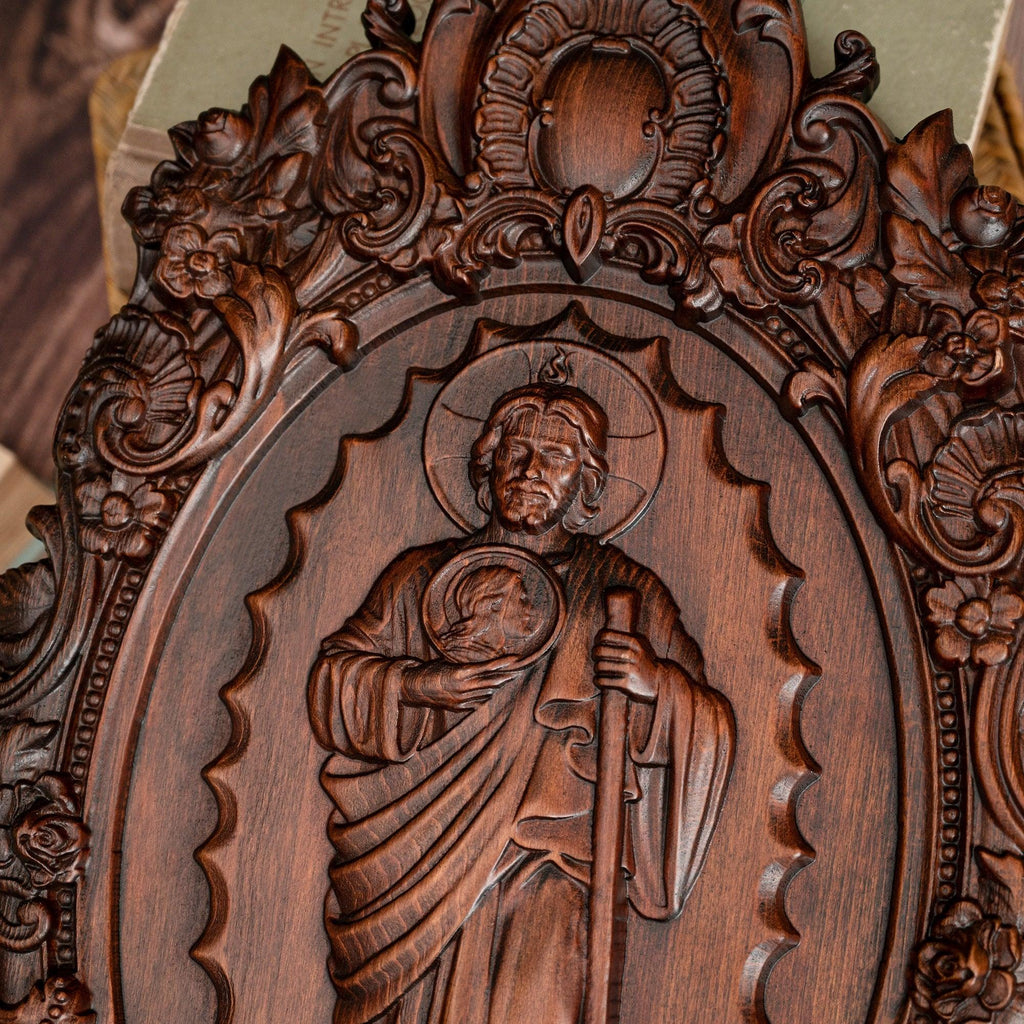 St. Jude Wooden Religious Icon Wall Artwork - Patron Saint of Despair in Troubled Times