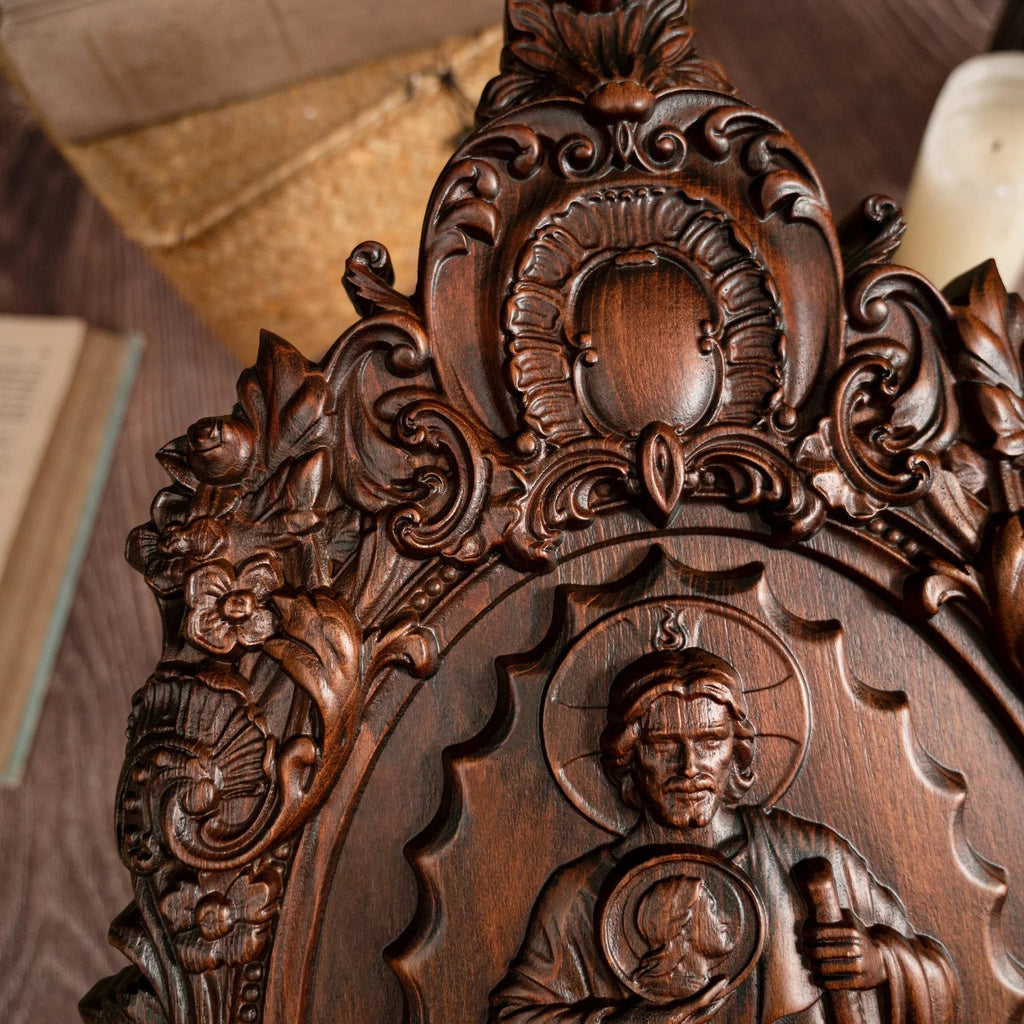 St. Jude Wooden Religious Icon Wall Artwork - Patron Saint of Despair in Troubled Times