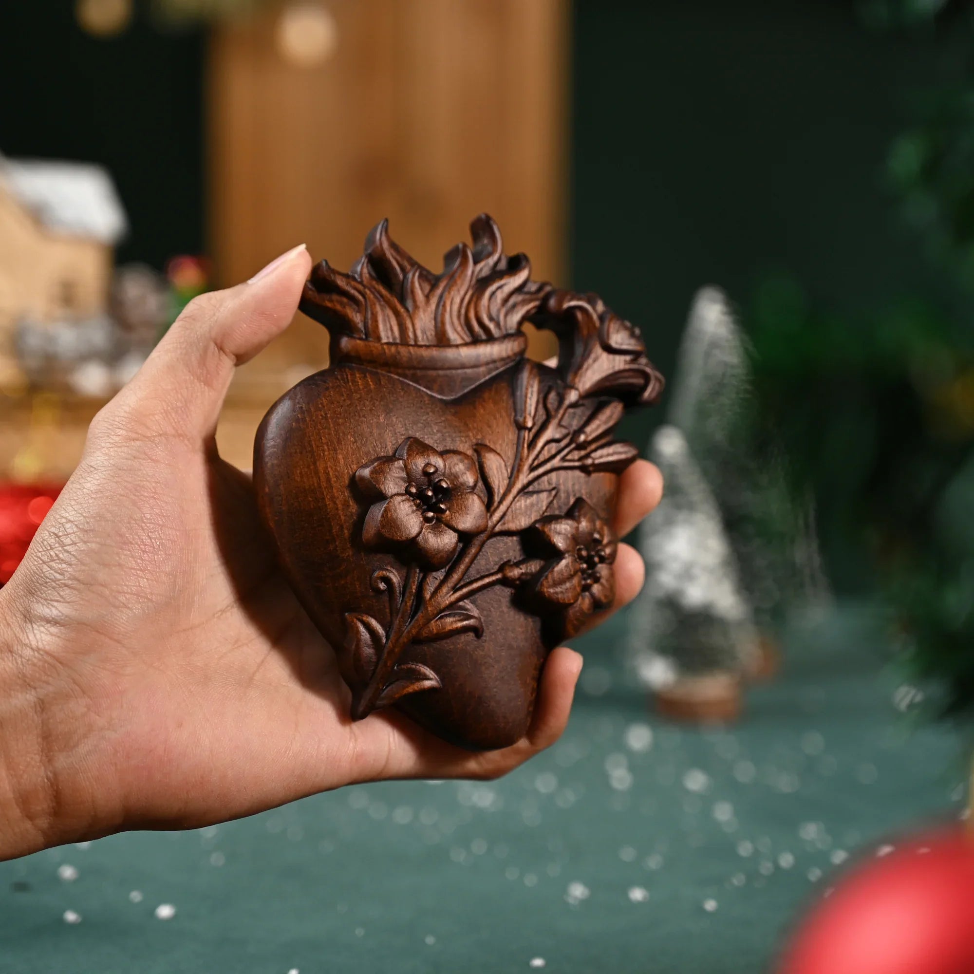 Holy Family Three Sacred Hearts Wooden Wall Decoration