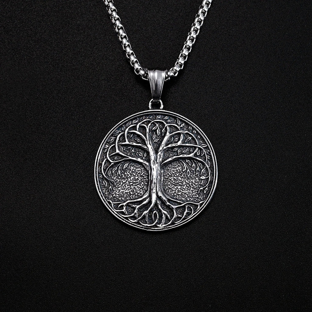 New titanium steel tree of life necklace