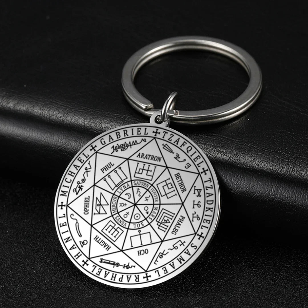 Vintage Titanium Seven Archangel's Seal Pendant - Amulet against evil eyes, curses, spells