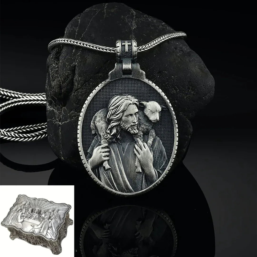 The Good Shepherd Sterling Silver Necklace - Sacred Symbol of Christ's Loving Care - John 10:14