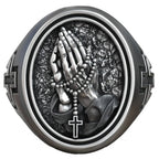 925K Sterling Silver Praying Hands Ring - Christian Symbol of Faith and Devotion