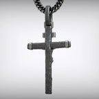 Jesus Crucifixion S925K Silver Crucifix Pendant- with 5mm Titanium Cuban Chain