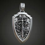 S925K Silver Necklace Sword and Shield Rose: Embedded Shield of Faith
