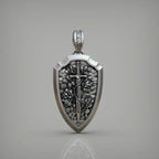 S925K Silver Necklace Sword and Shield Rose: Embedded Shield of Faith