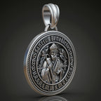 St. Benedict S925K Silver Double-Sided Engraved Amulet Pendant