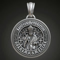 St. Benedict S925K Silver Double-Sided Engraved Amulet Pendant