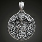 St. Benedict S925K Silver Double-Sided Engraved Amulet Pendant